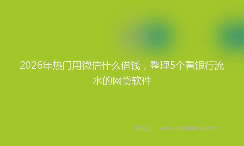 2026年热门用微信什么借钱，整理5个看银行流水的网贷软件