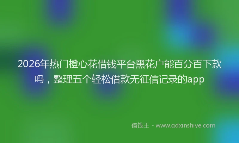 2026年热门橙心花借钱平台黑花户能百分百下款吗，整理五个轻松借款无征信记录的app