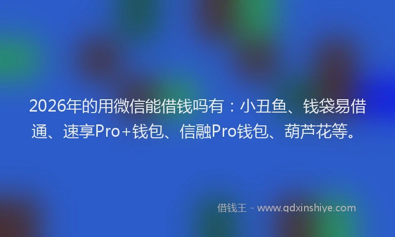 2026年的用微信能借钱吗有：小丑鱼、钱袋易借通、速享Pro+钱包、信融Pro钱包、葫芦花等。