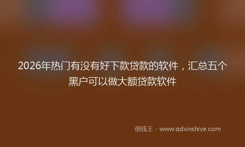 2026年热门有没有好下款贷款的软件，汇总五个黑户可以做大额贷款软件