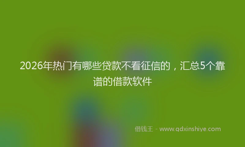 2026年热门有哪些贷款不看征信的，汇总5个靠谱的借款软件