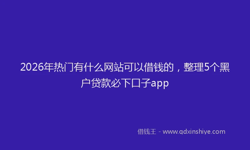 2026年热门有什么网站可以借钱的，整理5个黑户贷款必下口子app