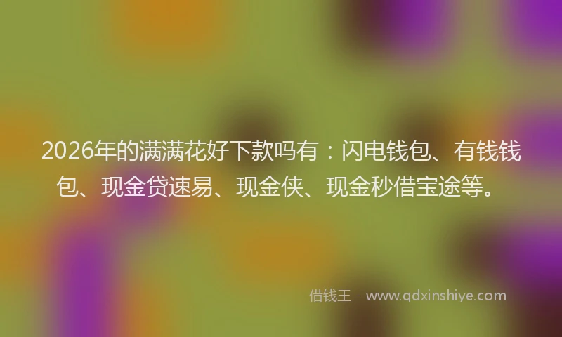 2026年的满满花好下款吗有：闪电钱包、有钱钱包、现金贷速易、现金侠、现金秒借宝途等。