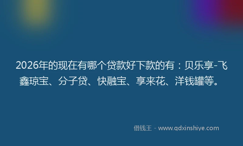 2026年的现在有哪个贷款好下款的有：贝乐享-飞鑫琼宝、分子贷、快融宝、享来花、洋钱罐等。