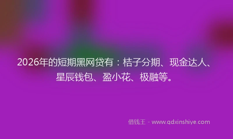 2026年的短期黑网贷有：桔子分期、现金达人、星辰钱包、盈小花、极融等。