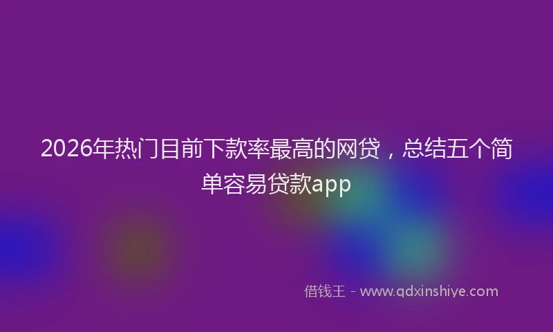 2026年热门目前下款率最高的网贷，总结五个简单容易贷款app
