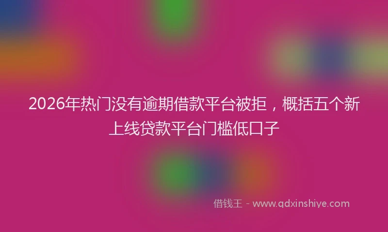 2026年热门没有逾期借款平台被拒，概括五个新上线贷款平台门槛低口子