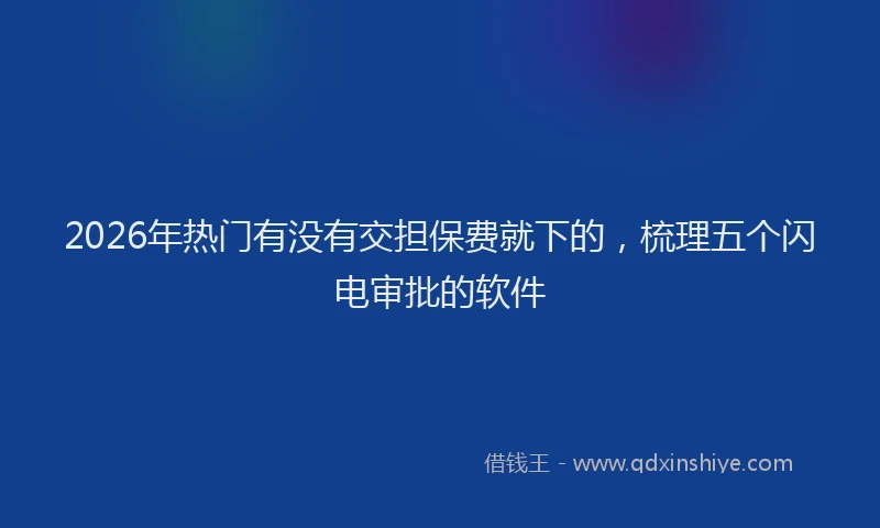 2026年热门有没有交担保费就下的，梳理五个闪电审批的软件
