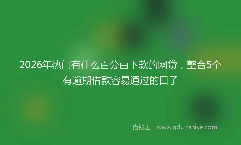 2026年热门有什么百分百下款的网贷，整合5个有逾期借款容易通过的口子