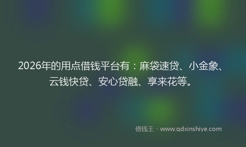 2026年的用点借钱平台有：麻袋速贷、小金象、云钱快贷、安心贷融、享来花等。