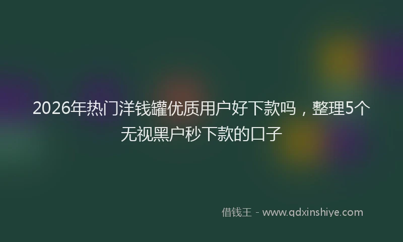 2026年热门洋钱罐优质用户好下款吗，整理5个无视黑户秒下款的口子