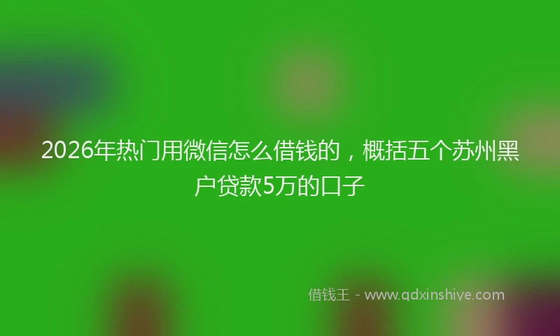 2026年热门用微信怎么借钱的，概括五个苏州黑户贷款5万的口子