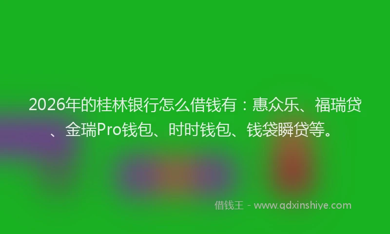 2026年的桂林银行怎么借钱有：惠众乐、福瑞贷、金瑞Pro钱包、时时钱包、钱袋瞬贷等。