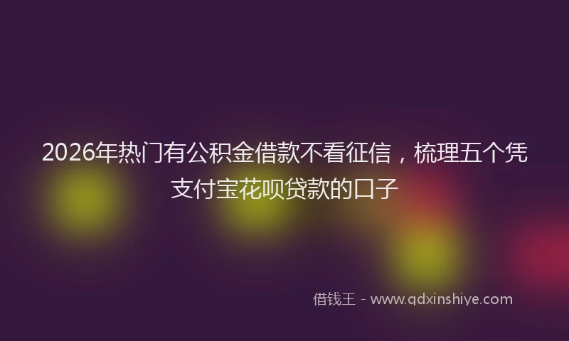 2026年热门有公积金借款不看征信，梳理五个凭支付宝花呗贷款的口子