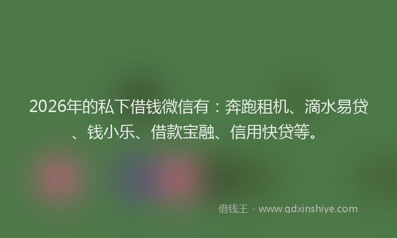 2026年的私下借钱微信有：奔跑租机、滴水易贷、钱小乐、借款宝融、信用快贷等。