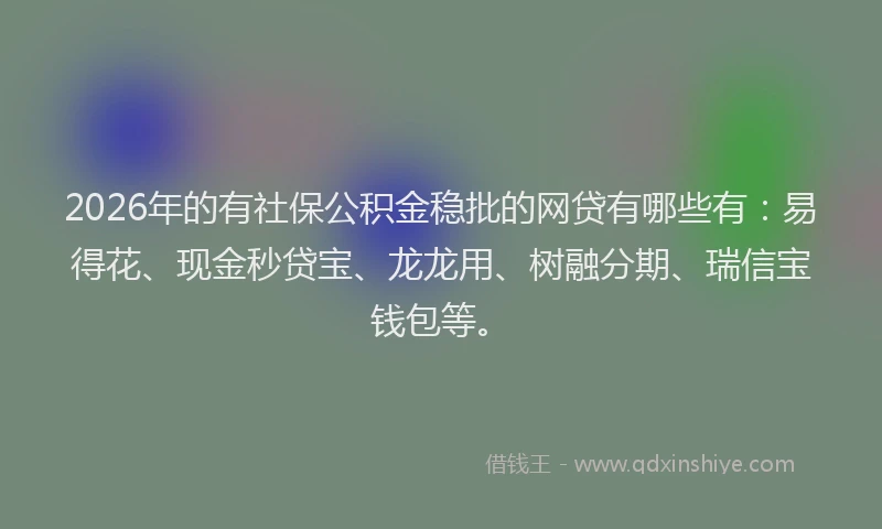2026年的有社保公积金稳批的网贷有哪些有：易得花、现金秒贷宝、龙龙用、树融分期、瑞信宝钱包等。