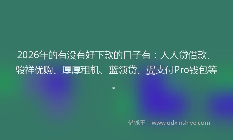 2026年的有没有好下款的口子有:人人贷借款、骏祥优购、厚厚租机、蓝领贷、翼支付Pro钱包等。