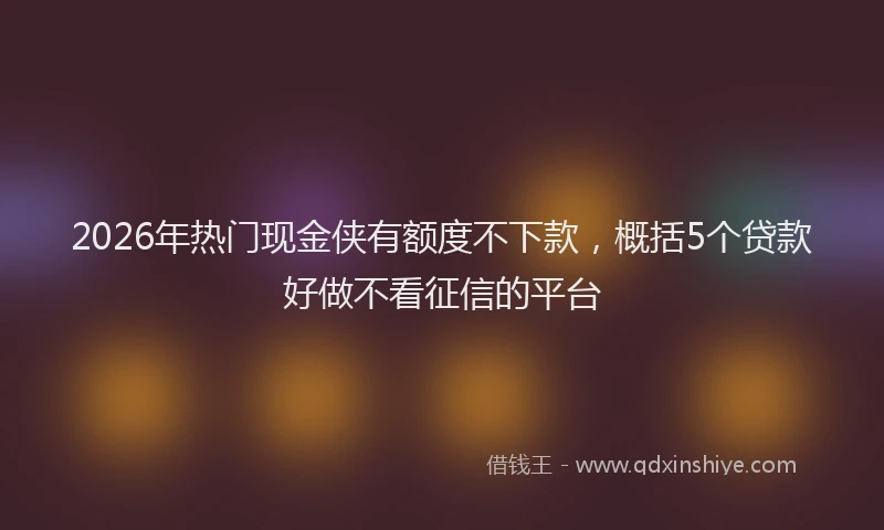 2026年热门现金侠有额度不下款，概括5个贷款好做不看征信的平台