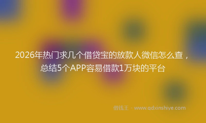 2026年热门求几个借贷宝的放款人微信怎么查，总结5个APP容易借款1万块的平台