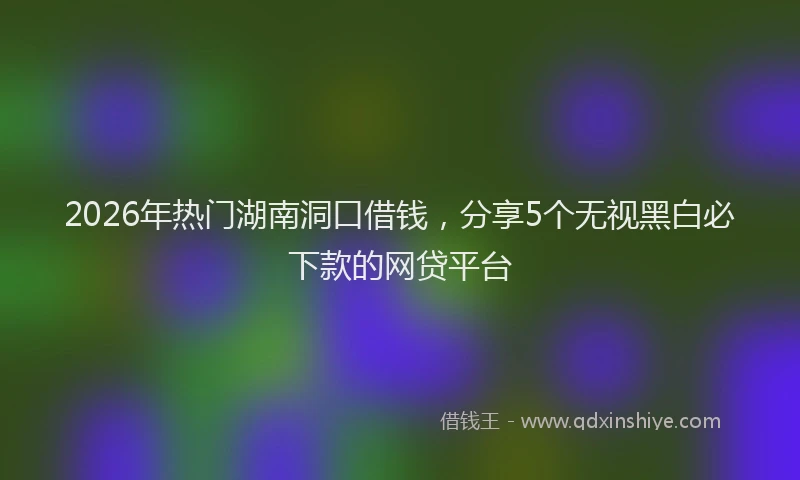 2026年热门湖南洞口借钱，分享5个无视黑白必下款的网贷平台