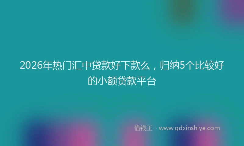 2026年热门汇中贷款好下款么，归纳5个比较好的小额贷款平台