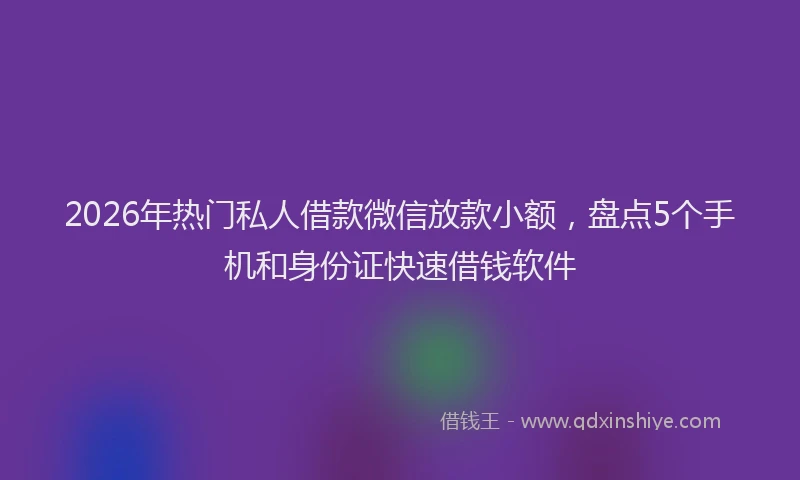 2026年热门私人借款微信放款小额，盘点5个手机和身份证快速借钱软件