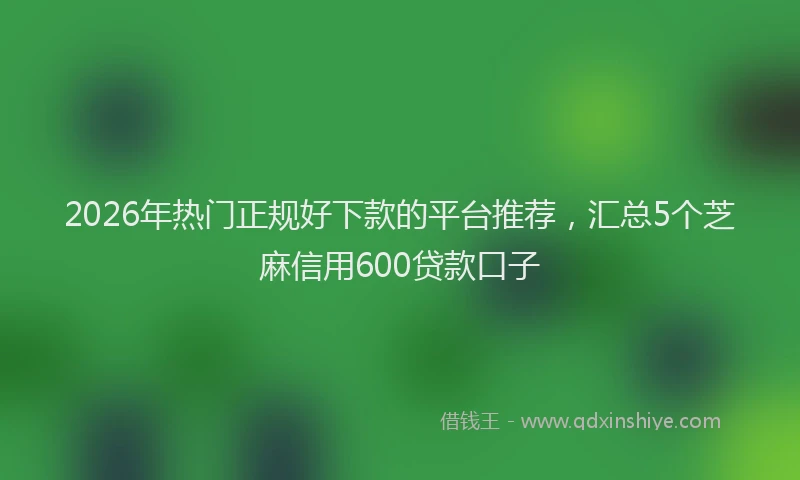 2026年热门正规好下款的平台推荐，汇总5个芝麻信用600贷款口子