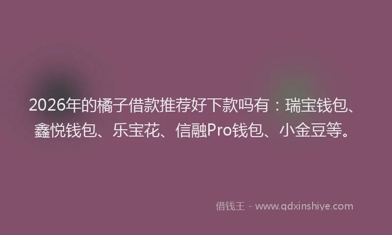 2026年的橘子借款推荐好下款吗有：瑞宝钱包、鑫悦钱包、乐宝花、信融Pro钱包、小金豆等。