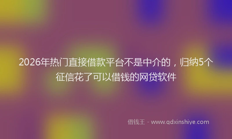 2026年热门直接借款平台不是中介的，归纳5个征信花了可以借钱的网贷软件