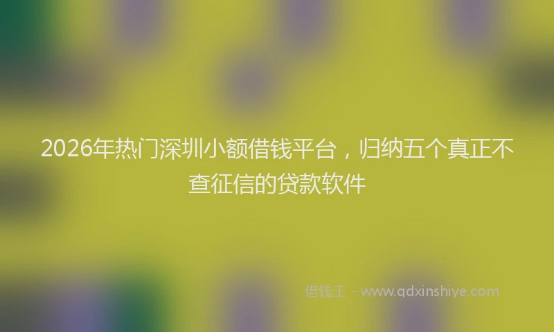 2026年热门深圳小额借钱平台，归纳五个真正不查征信的贷款软件