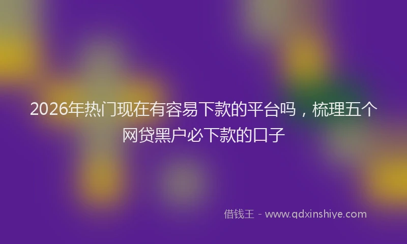 2026年热门现在有容易下款的平台吗，梳理五个网贷黑户必下款的口子
