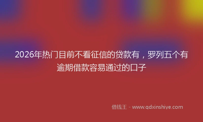 2026年热门目前不看征信的贷款有，罗列五个有逾期借款容易通过的口子