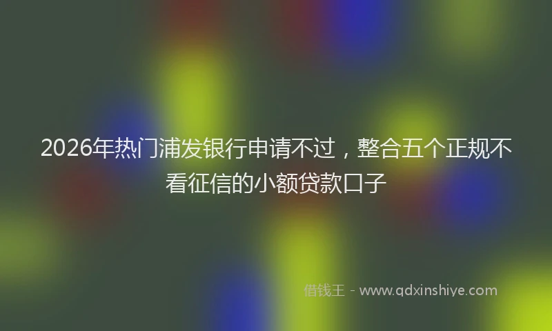 2026年热门浦发银行申请不过，整合五个正规不看征信的小额贷款口子