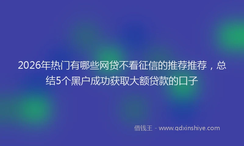 2026年热门有哪些网贷不看征信的推荐推荐,总结5个黑户成功获取大额贷款的口子