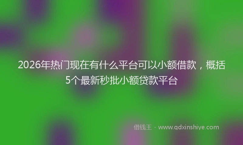 2026年热门现在有什么平台可以小额借款，概括5个最新秒批小额贷款平台