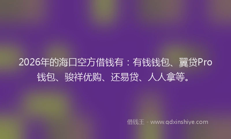 2026年的海口空方借钱有：有钱钱包、翼贷Pro钱包、骏祥优购、还易贷、人人拿等。