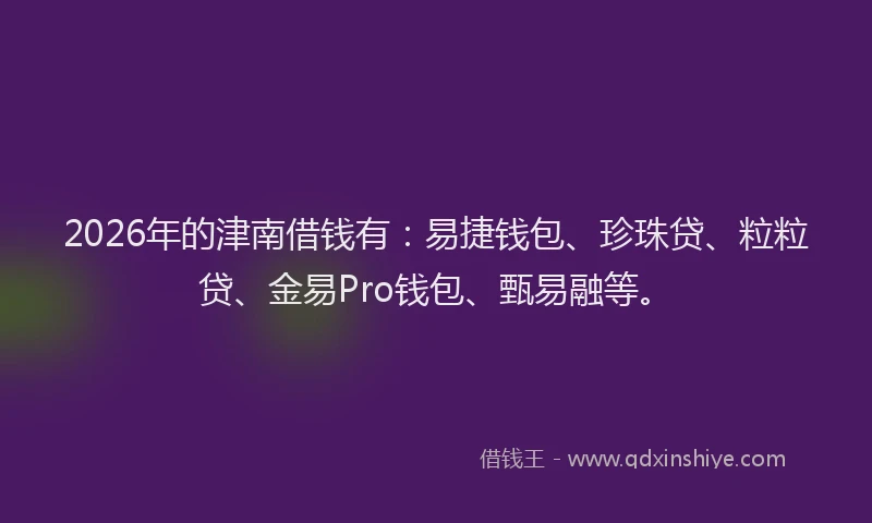 2026年的津南借钱有：易捷钱包、珍珠贷、粒粒贷、金易Pro钱包、甄易融等。