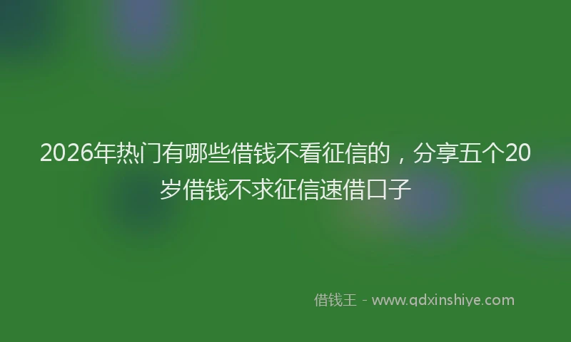 2026年热门有哪些借钱不看征信的，分享五个20岁借钱不求征信速借口子
