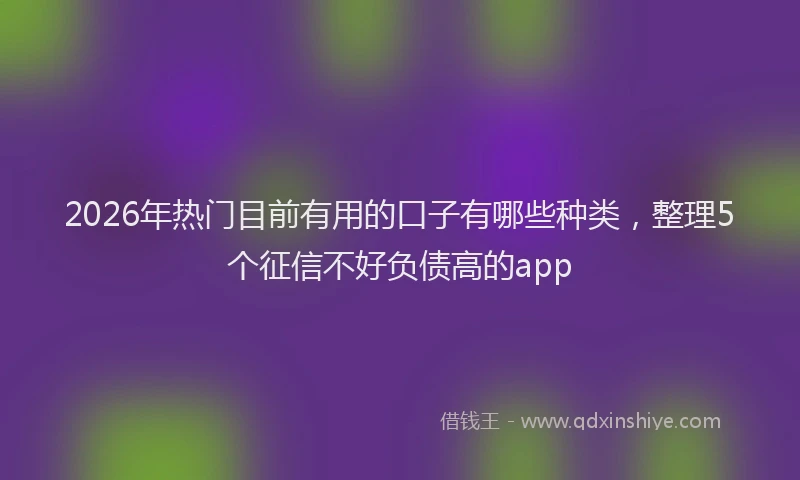 2026年热门目前有用的口子有哪些种类，整理5个征信不好负债高的app