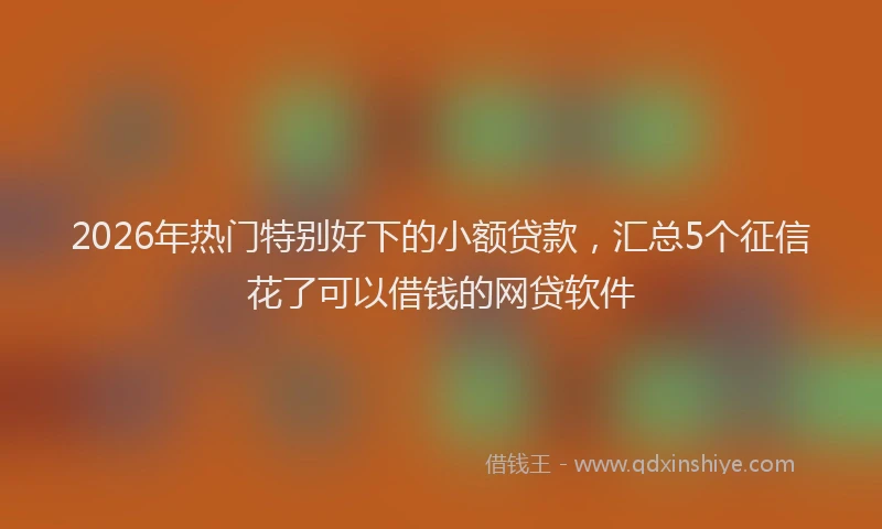 2026年热门特别好下的小额贷款,汇总5个征信花了可以借钱的网贷软件