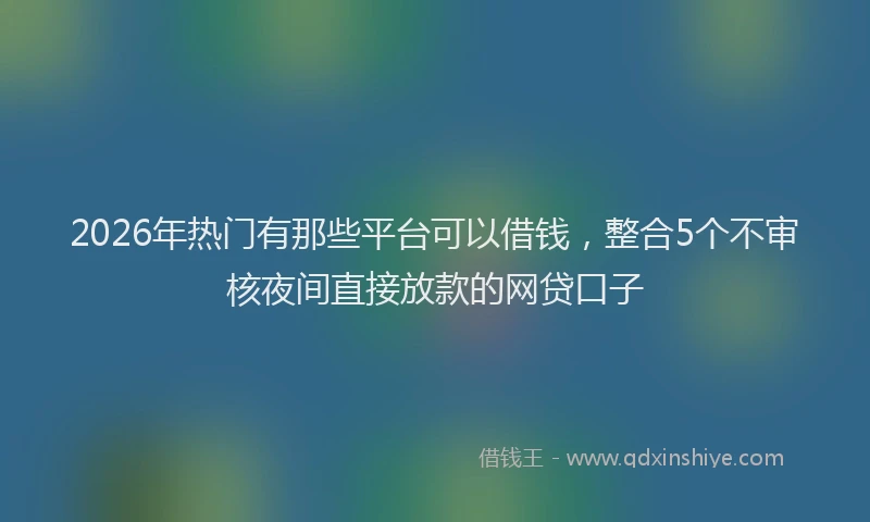 2026年热门有那些平台可以借钱，整合5个不审核夜间直接放款的网贷口子