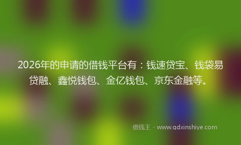 2026年的申请的借钱平台有：钱速贷宝、钱袋易贷融、鑫悦钱包、金亿钱包、京东金融等。