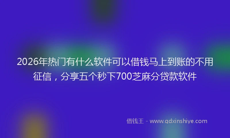 2026年热门有什么软件可以借钱马上到账的不用征信，分享五个秒下700芝麻分贷款软件