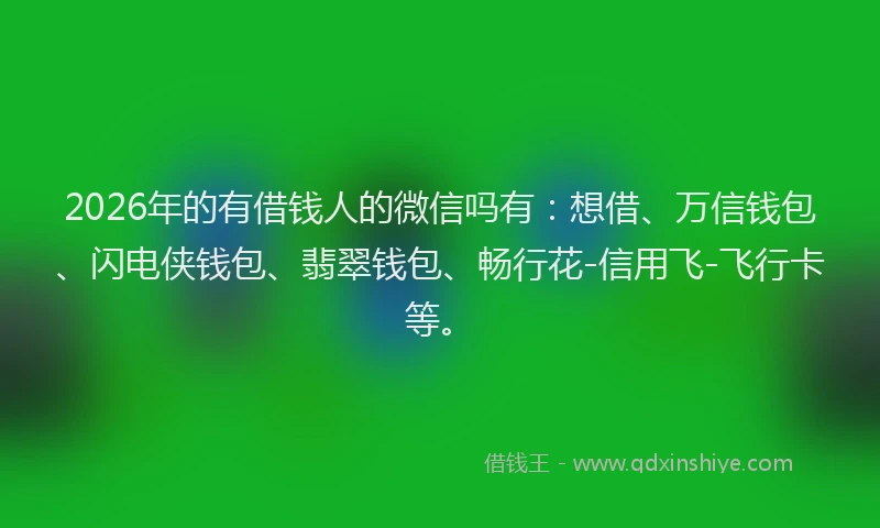 2026年的有借钱人的微信吗有：想借、万信钱包、闪电侠钱包、翡翠钱包、畅行花-信用飞-飞行卡等。