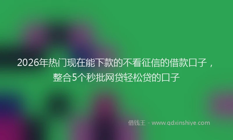 2026年热门现在能下款的不看征信的借款口子,整合5个秒批网贷轻松贷的口子