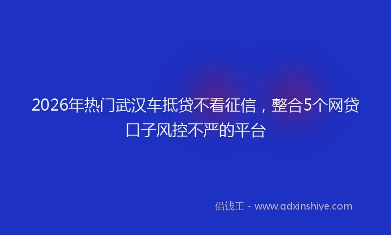 2026年热门武汉车抵贷不看征信，整合5个网贷口子风控不严的平台