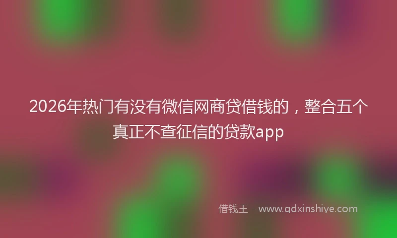 2026年热门有没有微信网商贷借钱的，整合五个真正不查征信的贷款app