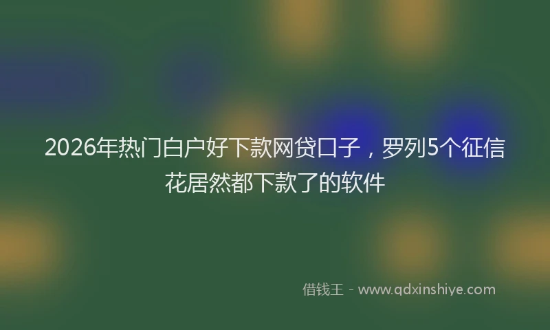 2026年热门白户好下款网贷口子，罗列5个征信花居然都下款了的软件