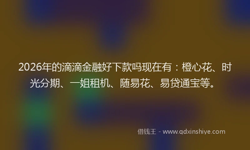 2026年的滴滴金融好下款吗现在有：橙心花、时光分期、一姐租机、随易花、易贷通宝等。