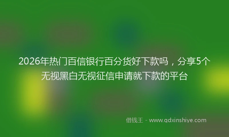 2026年热门百信银行百分货好下款吗，分享5个无视黑白无视征信申请就下款的平台